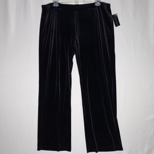 Nipon Boutique Velvet Pants 2X Black Straight Leg Velour Pullon Stretch Party